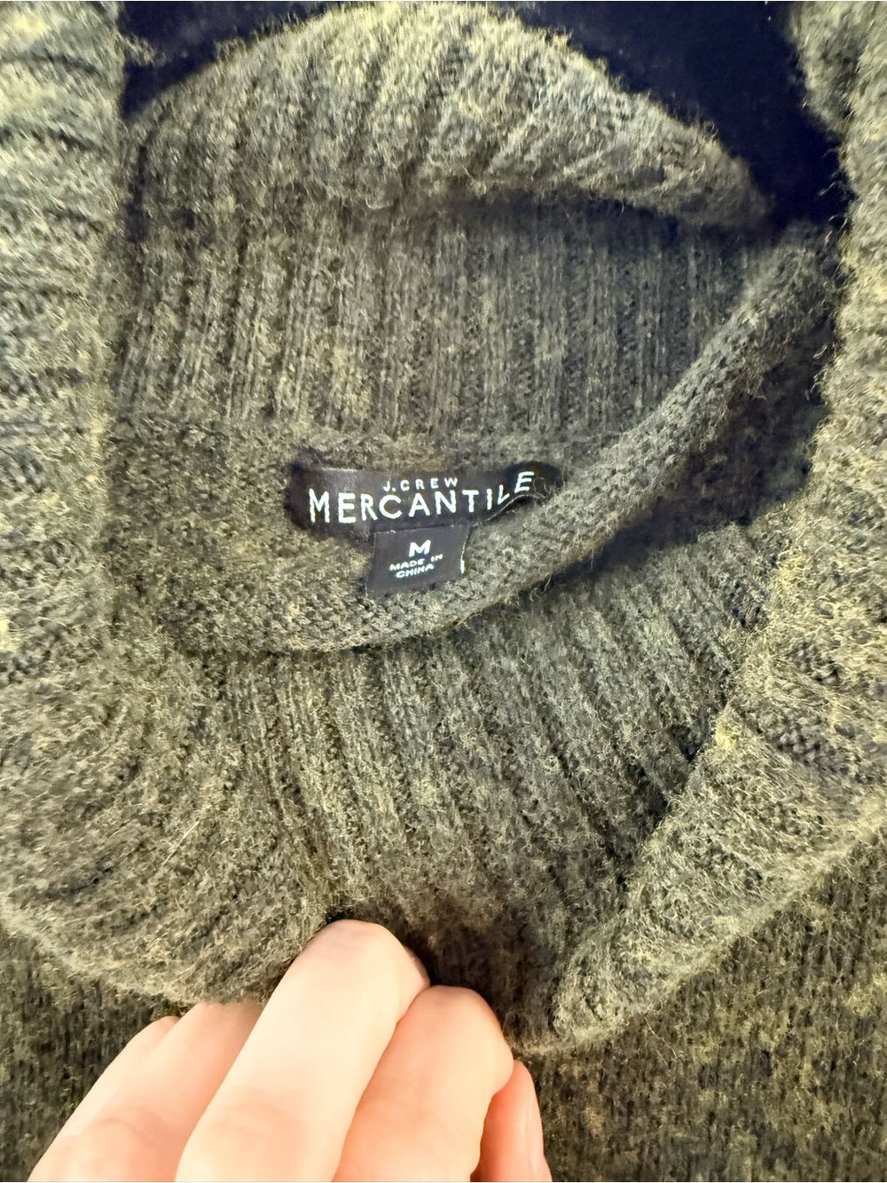 J. Crew Olive MERCANTILE Green Sleeveless Turtleneck Wool Blend Sweater (M) - Picture 2 of 5